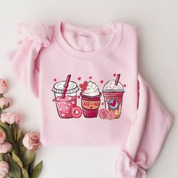 valentine coffee heart sweatshirt, women cute valentine shirt, cozy love sweatshirt, women valentine sweater, funny vale