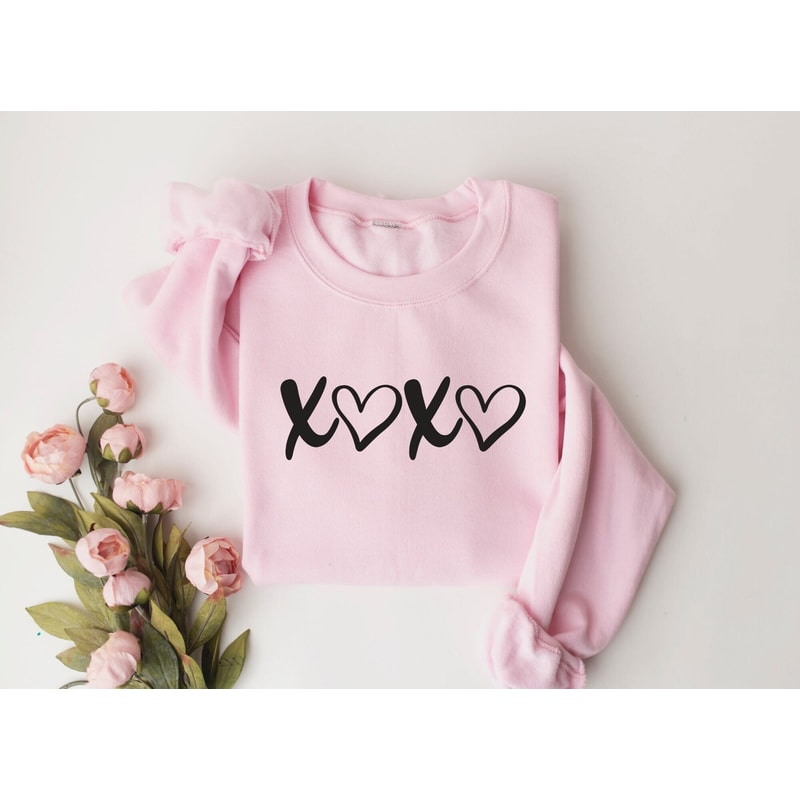 XOXO Sweatshirt, Valentines Day Shirt, Valentines Sweater, Crewneck Sweatshirt, Sweatshirt For Valentine, Gift For Woman.jpg