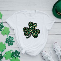 st patricks leopard clover, st patrick clover, st patricks day shirt, shamrock shirt, lucky shirt, irish womens shirt, s