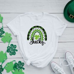 st patricks day shirt, stpatrcik lucky rainbow shirt, shamrock shirt, lucky stpatrick, irish shirt, irish womens shirt,