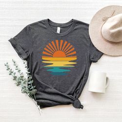 sunset rays wavy shirt,sunshine shirt,summer time,sunset shirt,beach shirt, summer vacation shirt