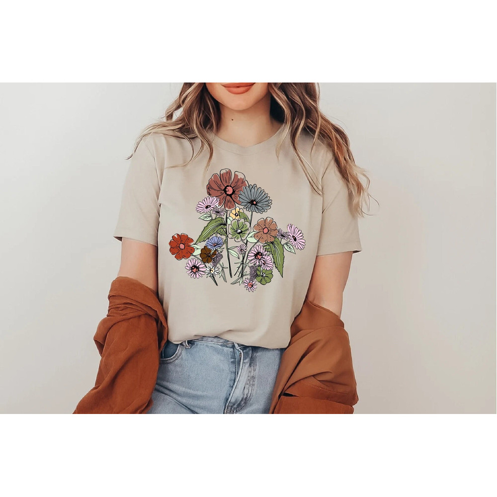 Women's Graphic Tees, Floral Shirt, Wildflower Shirt, Boho Floral Shirt, Inspirational Shirt, Wildflower Shirt, Flower T-shirt Plant Lover.jpg