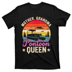 lake life women mom mother grandma pontoon queen t-shirt