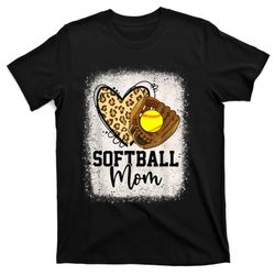 mom softball leopard softball game day vibes mothers day t-shirt