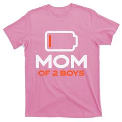 womens mom of 2 low battery funny mothers day mama mommy women t-shirt
