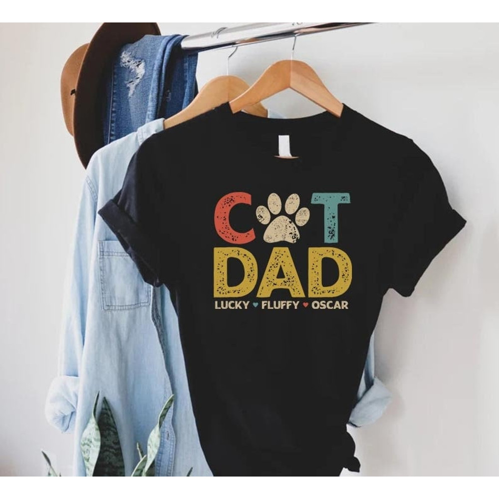 Personalized Cat Dad Shirt,Fathers Day Gift,Custom Cat Names Dad Tee,Custom Cat Owner Gift,Best Cat Dad Ever,Cat Lover Shirt,Gift For Daddy.jpg