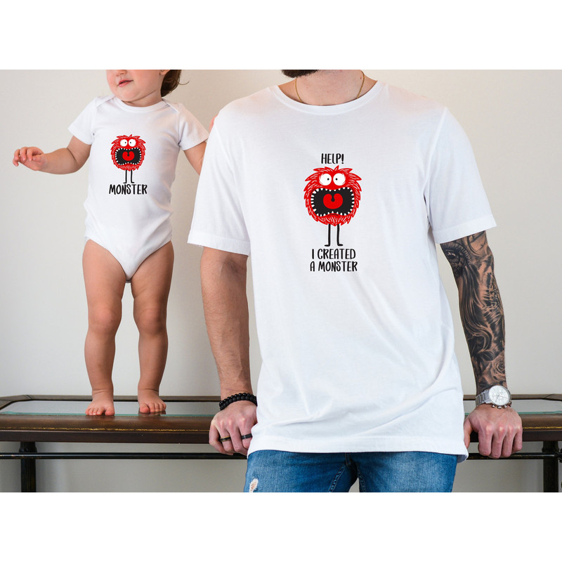 Help I Created A Monster Matching Father and Son Shirts,Daddy Shirt, Father's Day Shirts, New Dad Shirt,Gifts For Dad, Dad And Son Shirt.jpg