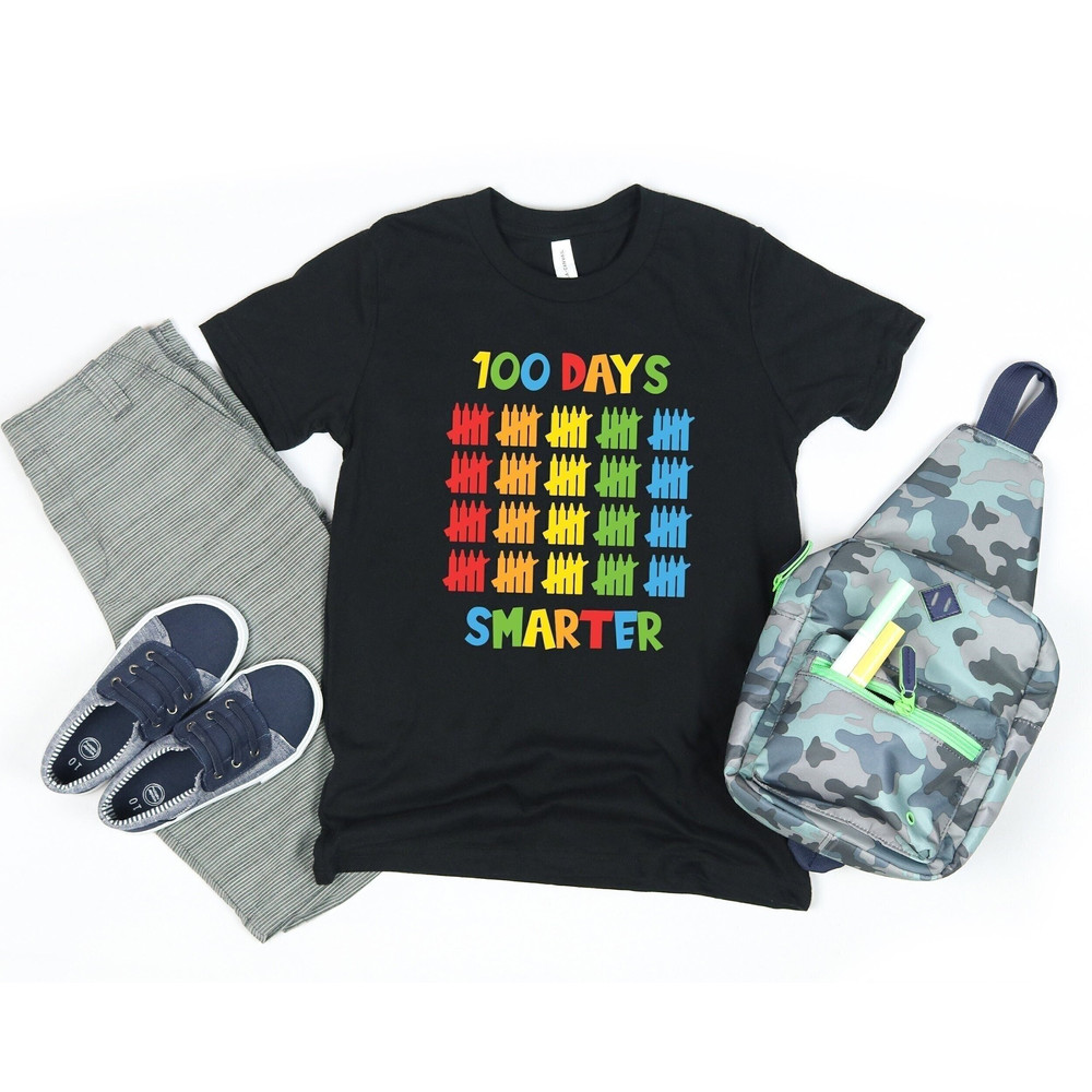 100 Days Smarter Shirt, 100th Day of School Shirt, Teacher Gift, School Tshirt, Teacher Appreciation, 100 Days Brighter Back To School Shirt.jpg