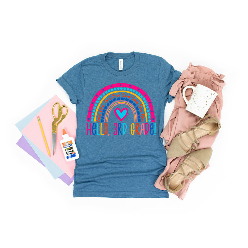Hello 3rd Grade Shirt, Kindergarten Rainbow Shirt, Back To School Shirt, Teacher Life Shirt, Kindergarten Love Shirt, Gift for Teachers.jpg