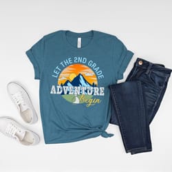 let the 2nd grade adventure begin shirt, hello second grade shirt, back to school shirt, second grade teacher shirt, fir