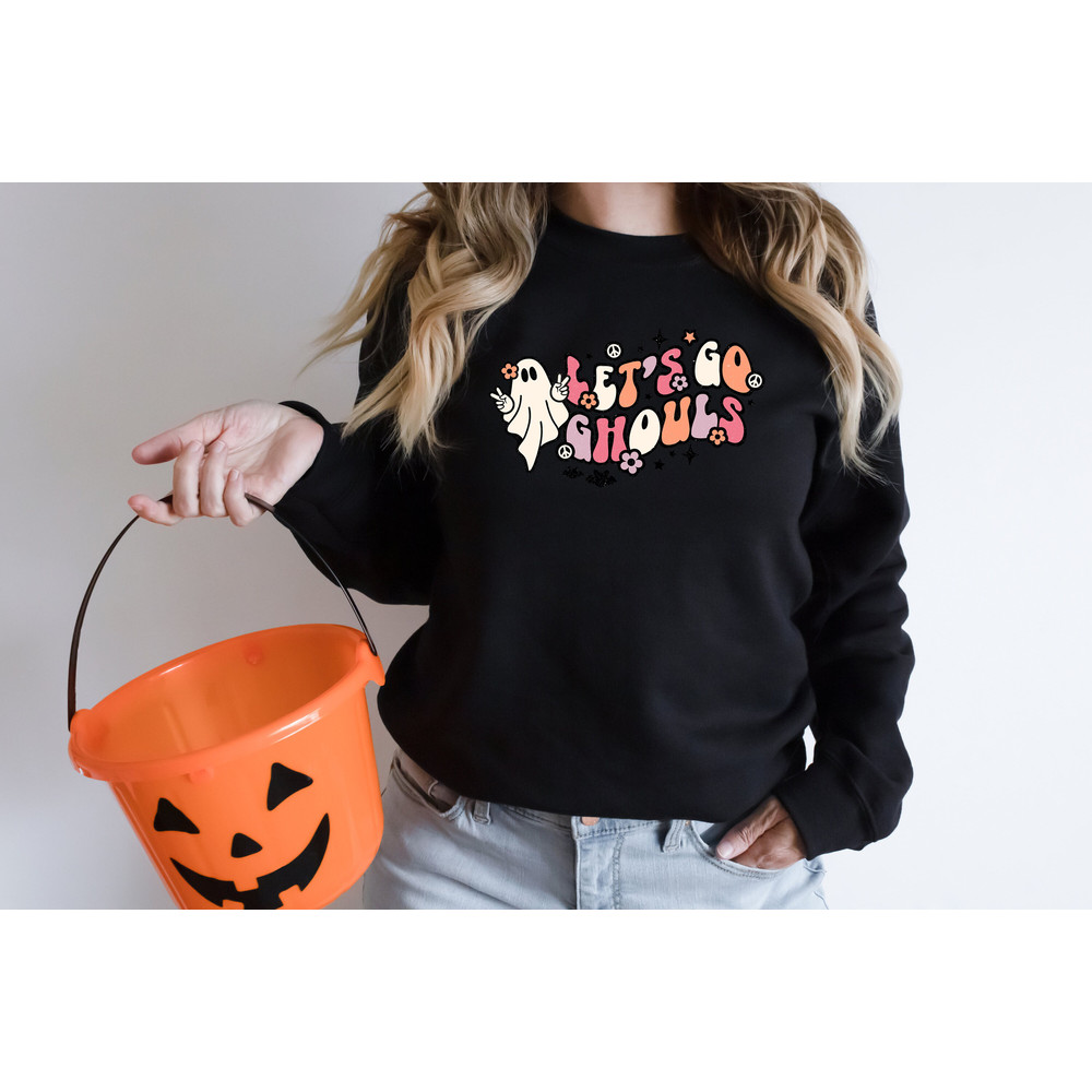Let's Go Ghouls Shirt, Halloween Sweatshirt, Cute Ghost Shirt, Ghost Sweatshirt, Retro Halloween Tee, Hippie Halloween Shirt, Halloween Tee.jpg