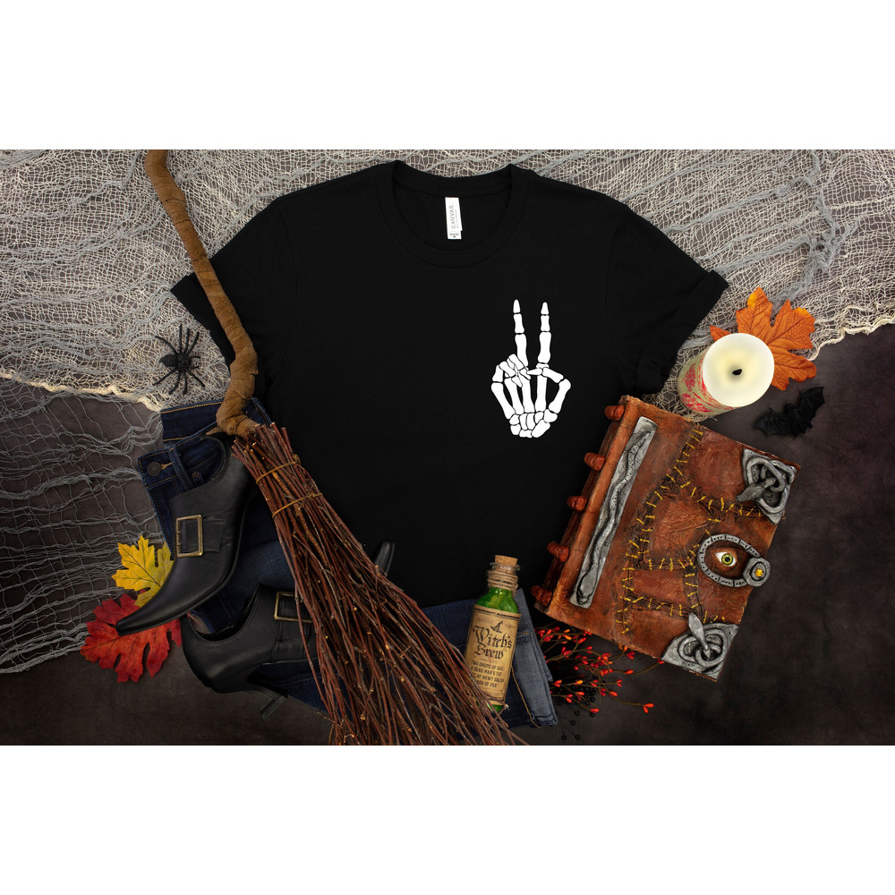 Skeleton Peace Sign, Bones Of Human, Halloween Shirt, Halloween Funny Shirt, Spooky Shirt, Halloween Party, Scary Halloween Shirt, Halloween.jpg