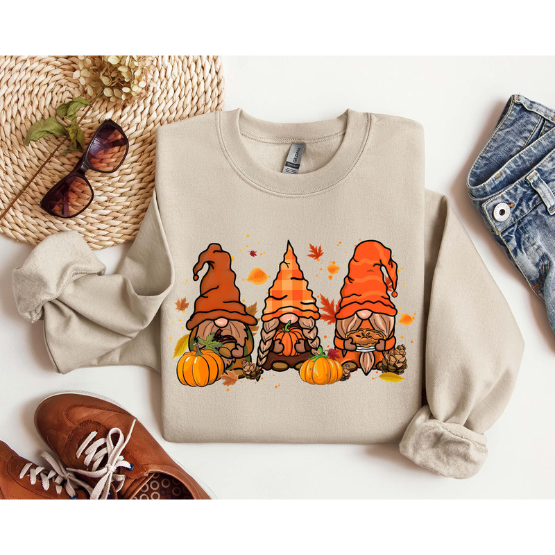 Gnomes Fall Sweatshirt, Cute Gnome Sweater, Fall Gift, Fall Shirt, Gift For Thanksgiving, Thanksgiving Gnome, Thanksgiving Sweatshirt 1.jpg