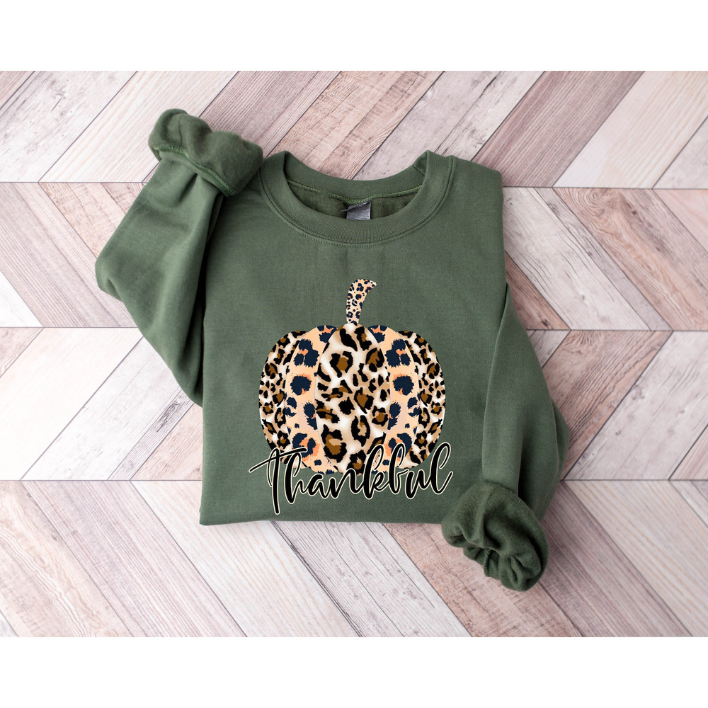 Leopard Pumpkin Sweatshirt, Leopard Print Sweatshirt,Womens Fall Sweatshirt,Fall Sweatshirt,Thanksgiving Shirt,Thankful Fall Sweatshirt.jpg
