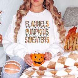 flannels hayrides pumpkins sweaters bonfires shirt, leopard printing fall shirt, fall sweatshirt for women, flannel pump