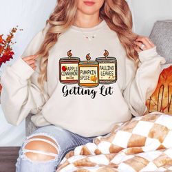 getting lit candles shirt, cute fall shirt, candle lover shirt, getting lit thanksgiving shirt, candle shirt, pumpkin sp