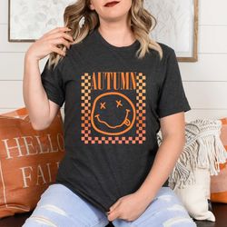 happy face autumn sweatshirt, hello fall sweater, autumn tshirt, fall love tshirt, women fall sweatshirt, women gift, au