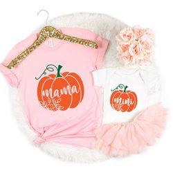 mama and mini pumpkin sweatshirt, mama and mini thanksgiving shirt, thankful family shirt, fall mom and baby shirt, than