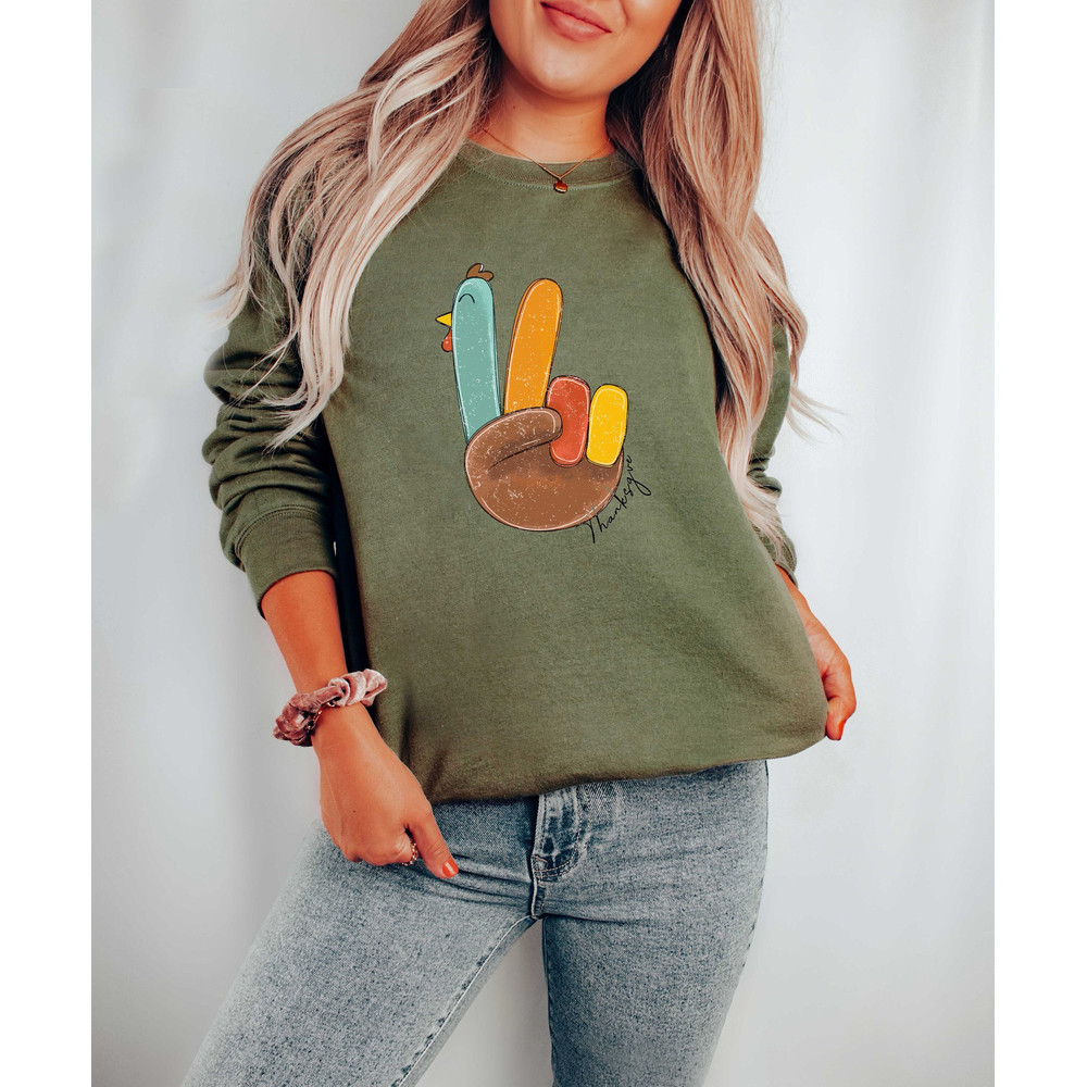 Peace Sign Turkey, Retro Thanksgiving Turkey Shirt, Hello Thanksgiving Sweatshirt, Gift For Thanksgiving, Happy Thanksgiving Shirt.jpg