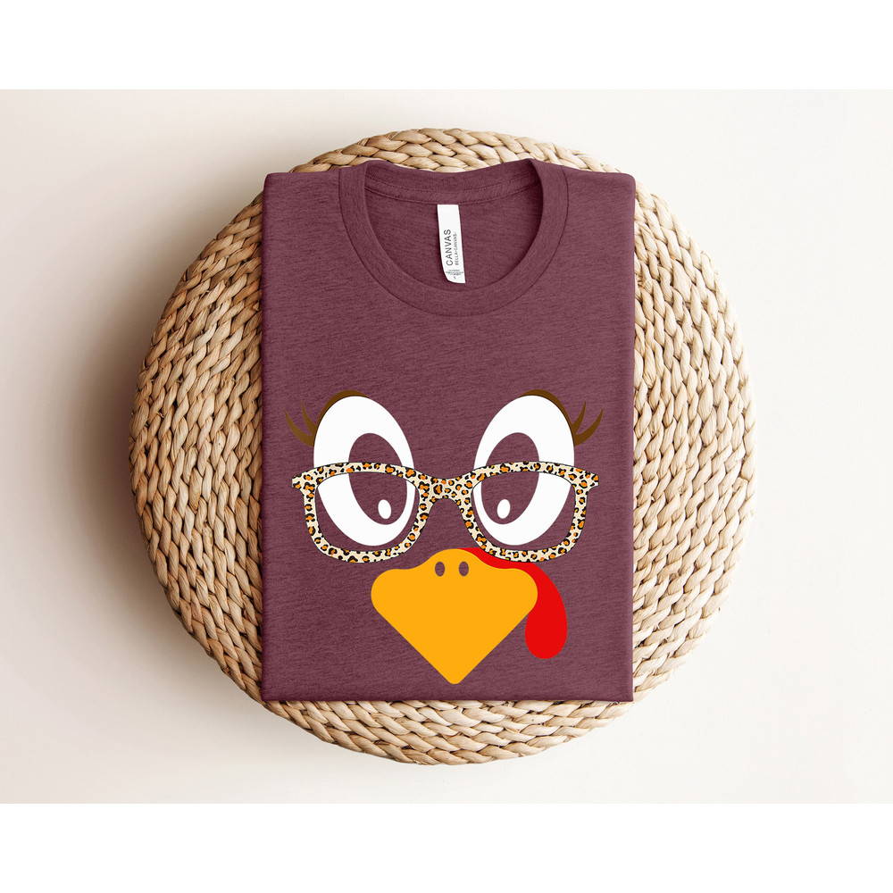 Cute Turkey Fall Thanksgiving Shirt, Thanksgiving Family Matching Shirt, Turkey Face Shirt, Funny Thanksgiving Shirt, Thanksgiving Women's.jpg