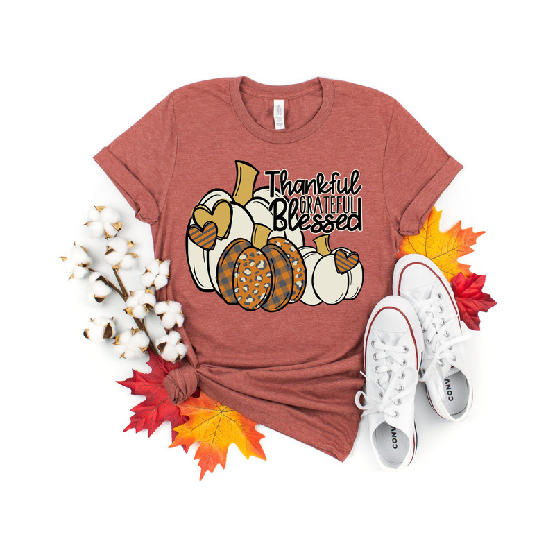 Pumpkin Shirt, Thankful Grateful Blessed Shirt, Thanksgiving T-Shirt, Thanksgiving Family Shirts, Thanksgiving Shirts, Thanksgiving Pumpkin.jpg