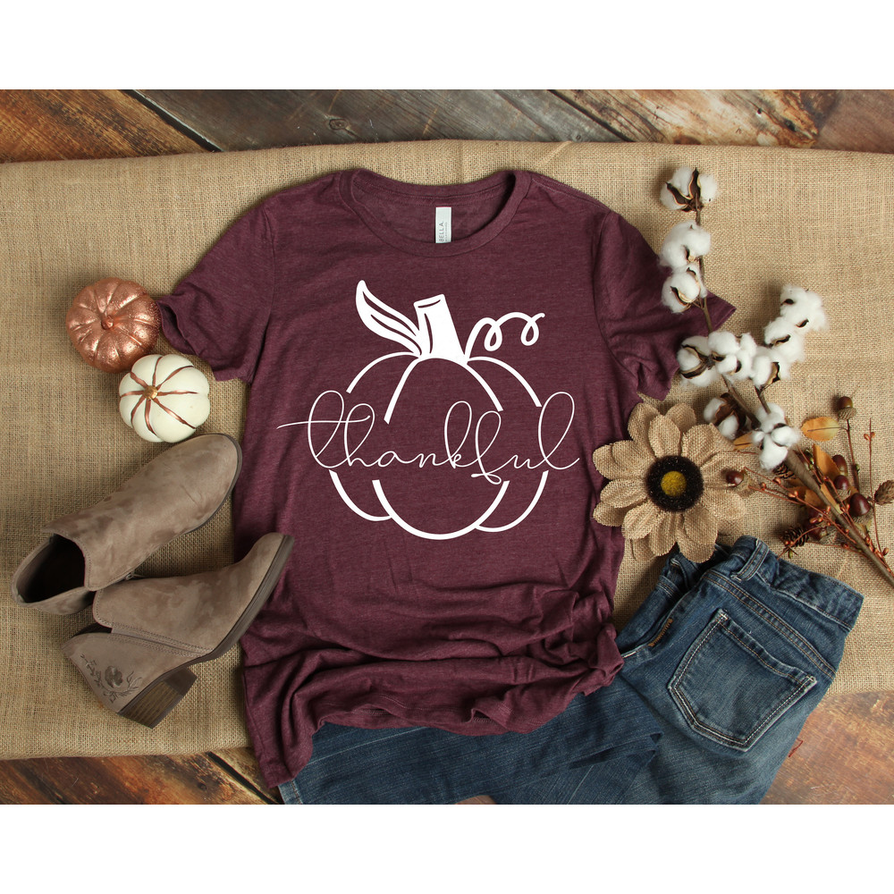 Thankful, Thankful Pumpkin, Thanksgiving shirt, Thankful Tee, Pumpkin Shirt, Fall Shirt, Unisex tee,Thanksgiving Family Matching Shirt 1.jpg