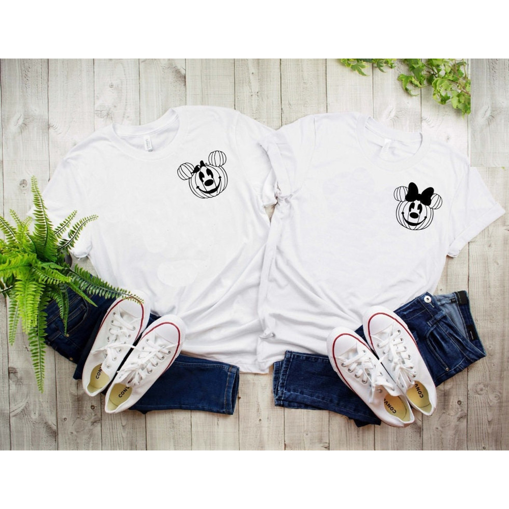 Disney Mickey and Minnie Pumpkin Head Shirts, Halloween Family Tshirt, Disney Halloween Couple, Disney Pumpkin Shirt, Halloween Mickey Tee.jpg