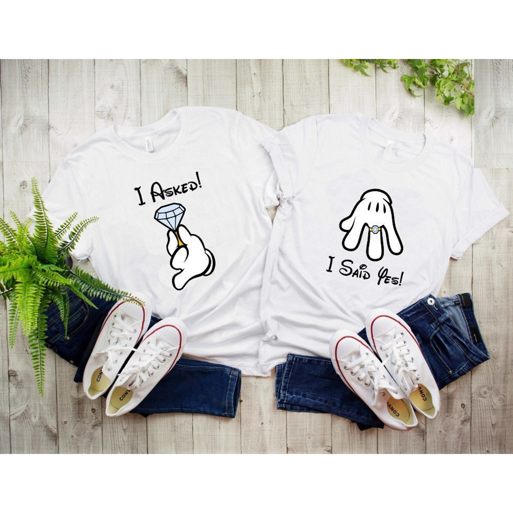 I Asked I Said Yes Matching Couple Shirts, Engagement T-Shirts, Disney Engagement, Engagement Proposal, Fiance Shirt, Honeymoon Shirts.jpg