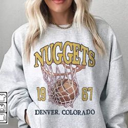 Denver Basketball Shirt, Vintage Nuggets 90s Basketball Graphic Tee Sweatshirt, Basketball Hoodie For Women And Men Shir