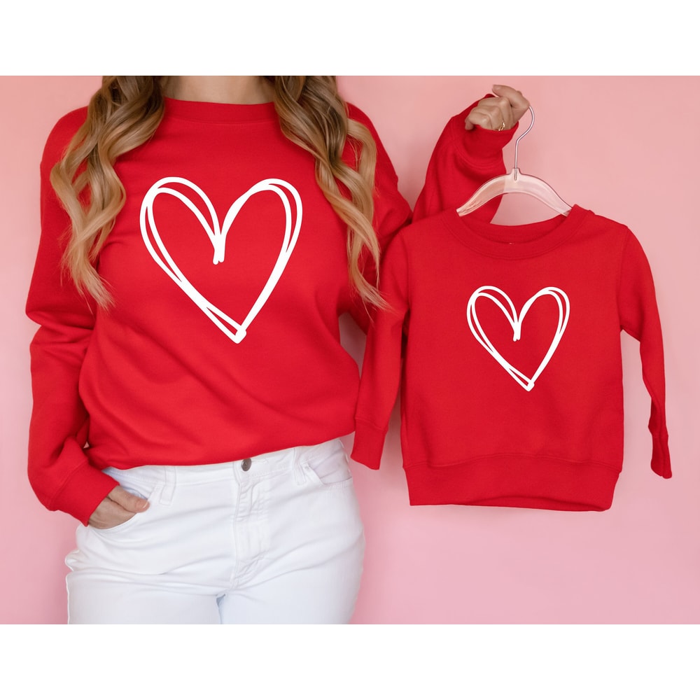 Heart Sweatshirt, Valentines Day Sweatshirt, Love Sweatshirt, Mommy and Me Outfit, Womens Valentine Sweater, Kids Valentine Sweatshirt.jpg