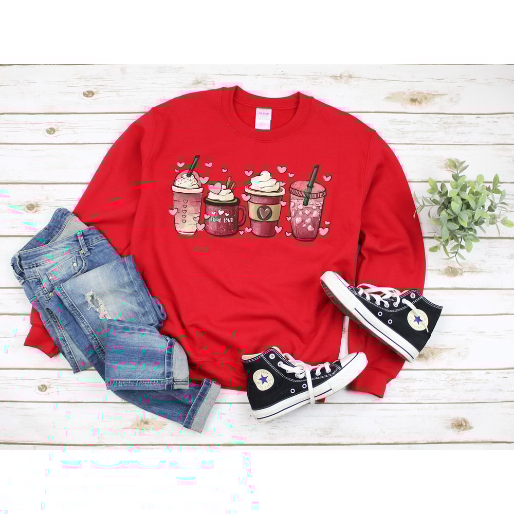 Valentines day True love Coffee Sweatshirt,Iced coffee Valentine Shirt, Valentine's Day Gift,Cute Coffee Lover Shirt,Valentine Women Sweater.jpg