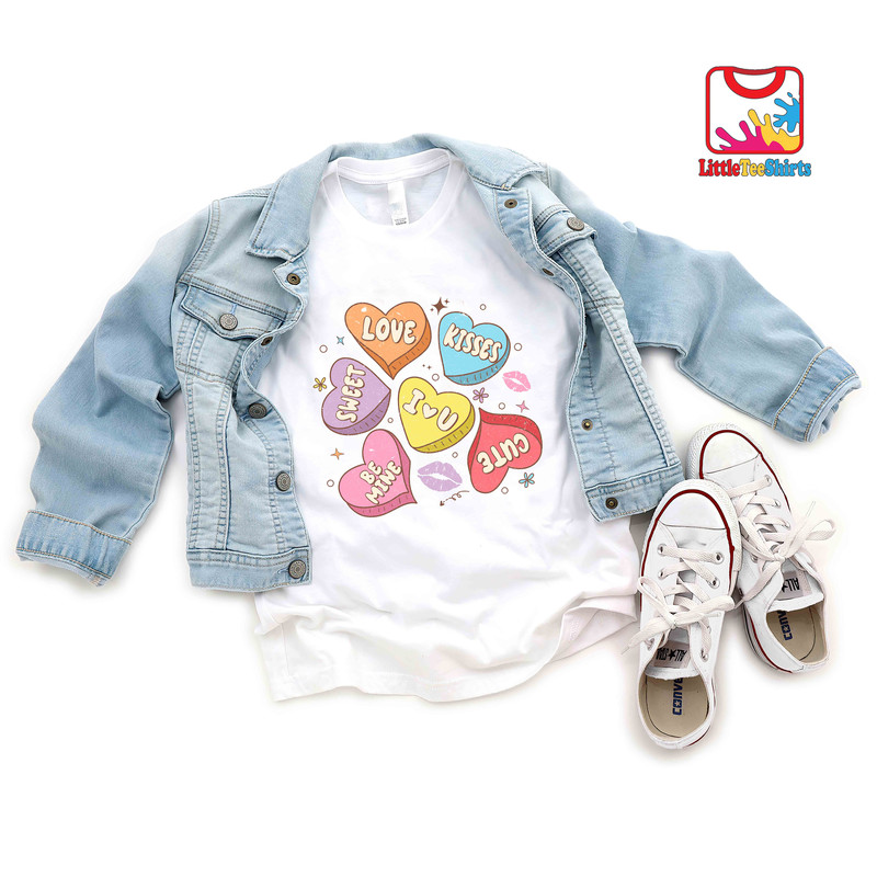 Candy Hearts Toddler Tee - Retro Valentines Day Kids Shirt - Little Valentine Gift for Kids.jpg