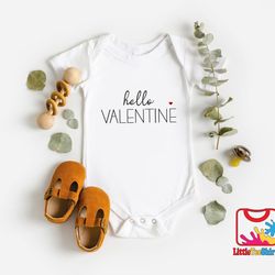 cute hello valentine baby onesie - valentines day baby onesie - valentines day onesie