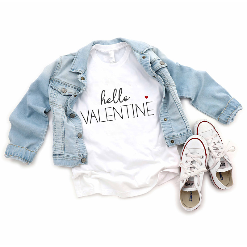 Cute Hello Valentine Kids Shirt - Valentines Day Kids Tee - Valentines Day Shirt.jpg