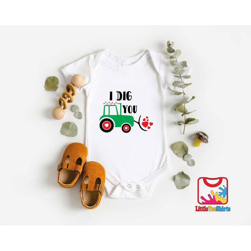 I Dig You Tractor Baby Onesie®,Valentines Baby Farm Tractor Onesie®,Valentines Day Baby Onesie®.jpg
