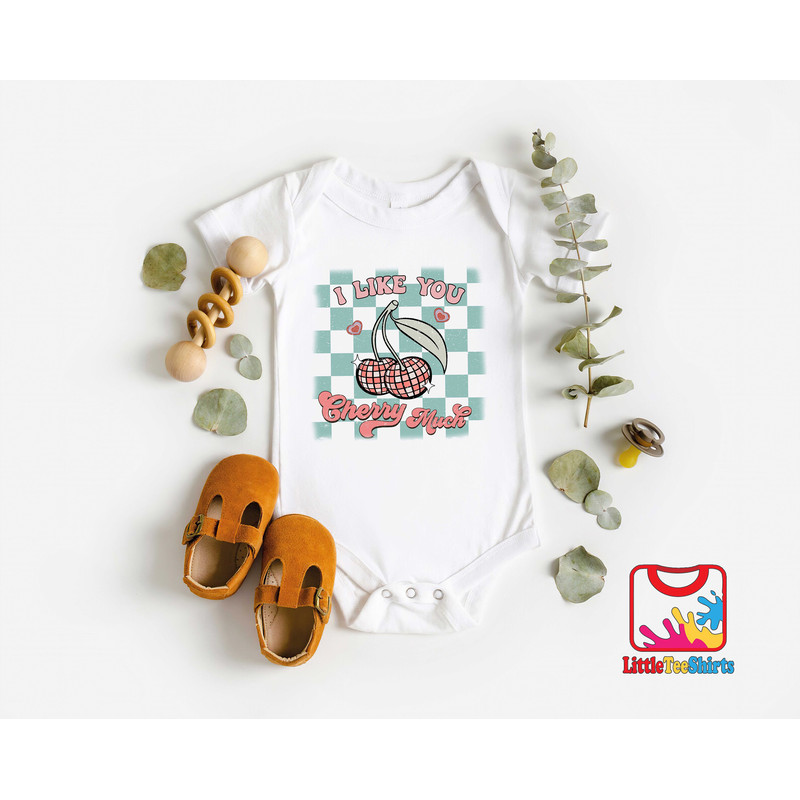 I Love You Cherry Much Baby Onesie®, Retro Valentines Day Onesie®, Funny Valentines Day Bodysuit, Valentines Gift For Kids.jpg