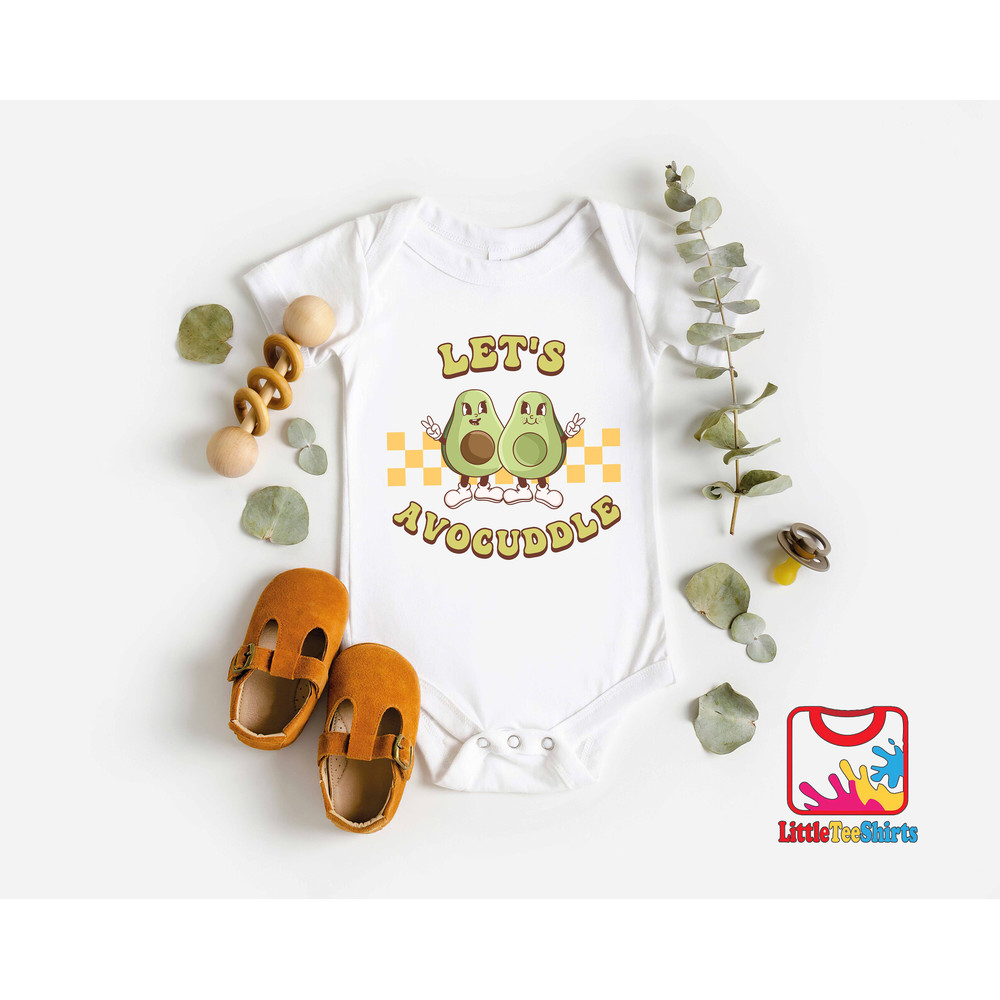 Lets Avocuddle Baby Onesie®, Funny Valetine's Day Food Pun Onesie®, Cute Retro Valentines Day Bodysuit.jpg