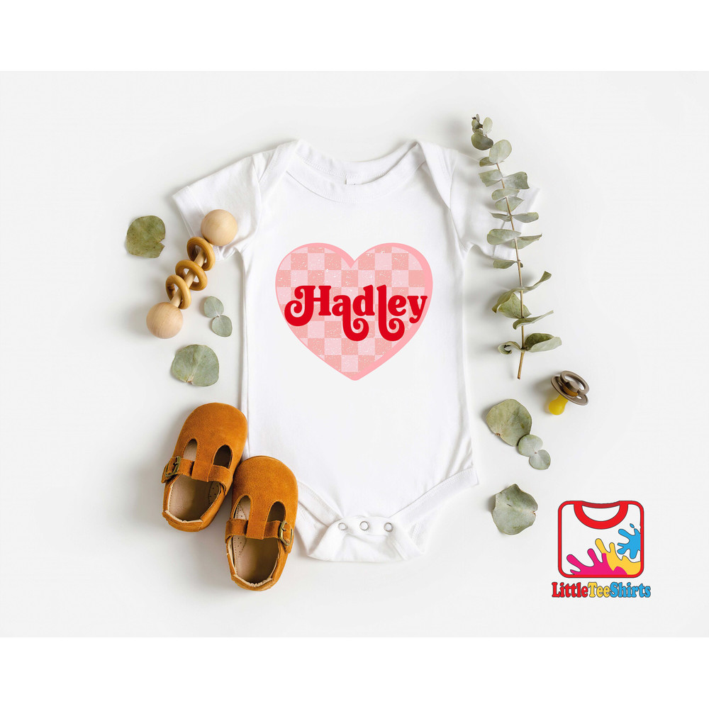 Personalized Valentine's Onesie® With Heart, Baby Valentine Outfits, Cute Heart Baby Bodysuit girls Baby Onesie®,name valentine's gift heart.jpg