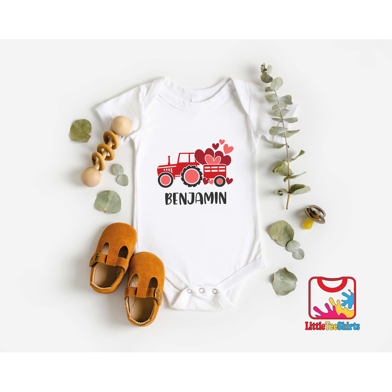 Personalized Valentines Baby Onesie®,Personalized Tractor Baby Boy Onesie®,Baby Custom Name Onesie®,Baby Valentine's Day Gift.jpg