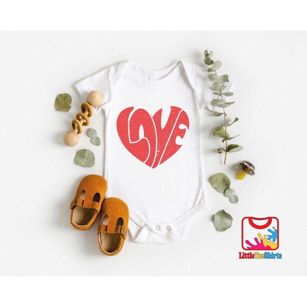 Retro Love Heart Onesie®,Retro Heart,Love Heart,Valentines Day Bodysuit,Retro Valentines Day.jpg