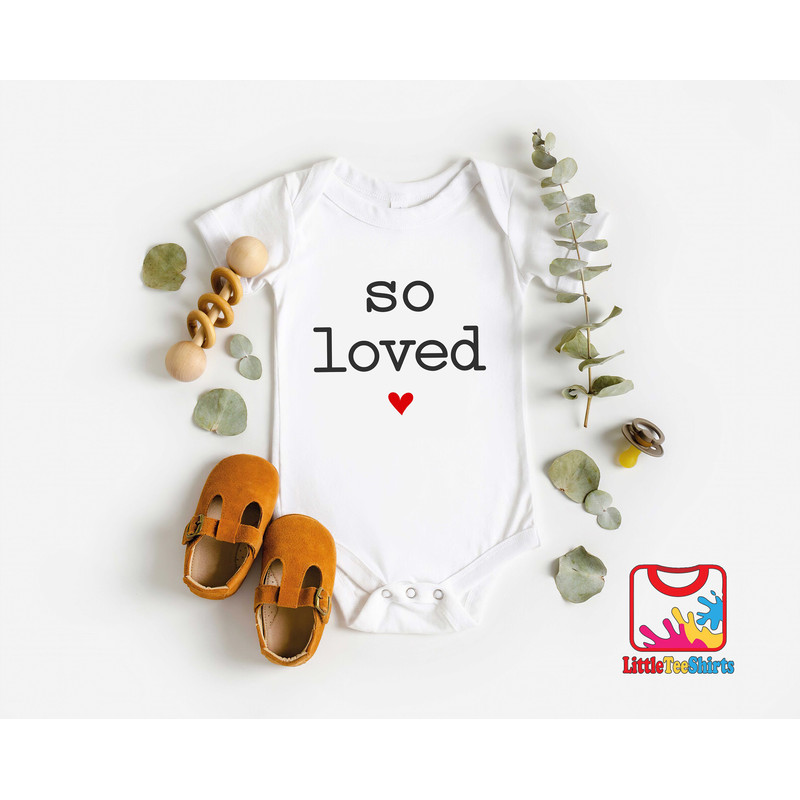 So Loved Baby Onesie®, Valentines Day Onesie®, Cute Valentines Day Bodysuit, Valentines Gift For Kids.jpg
