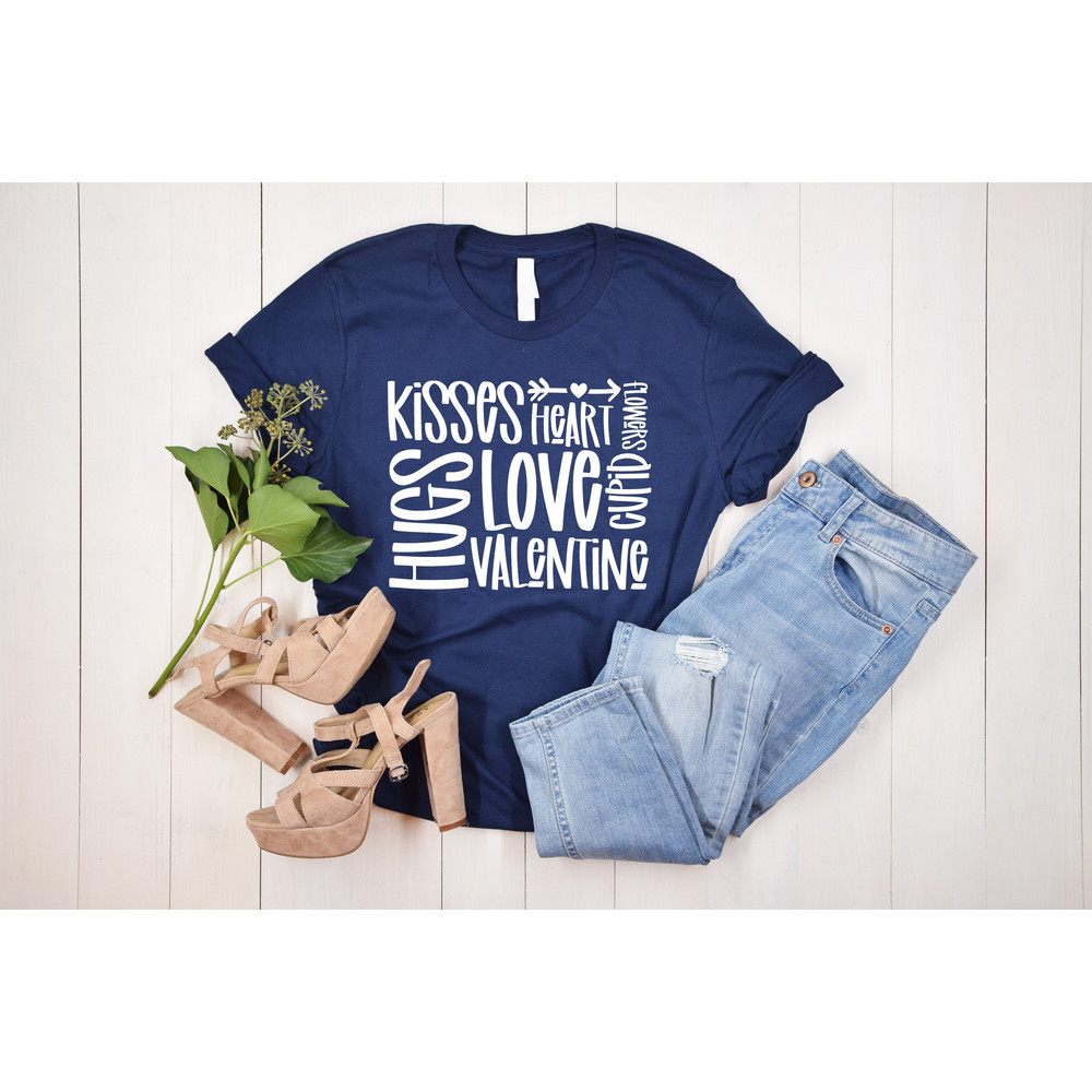 Kisses Heart Love Hugs Cupid Flowers Valentine Shirt, Valentine Day Shirt, Love Tshirt, Kiss Shirt, Happy Valenine Shirt, Funny Valentines.jpg