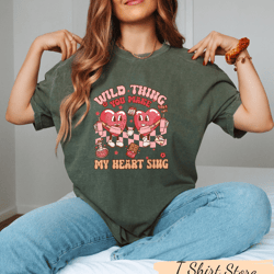 wild thing you make my heart sing valentines tee, valentine couples sweater, baby toddler valentine outfits, retro groov
