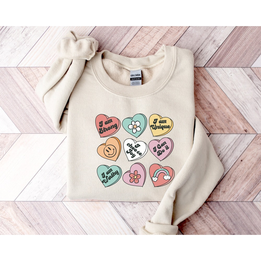 Positive Affirmations Sweatshirt, Teacher Valentine Sweatshirt, Women's Valentines Day Sweatshirt, Retro Heart Sweatshirt.jpg