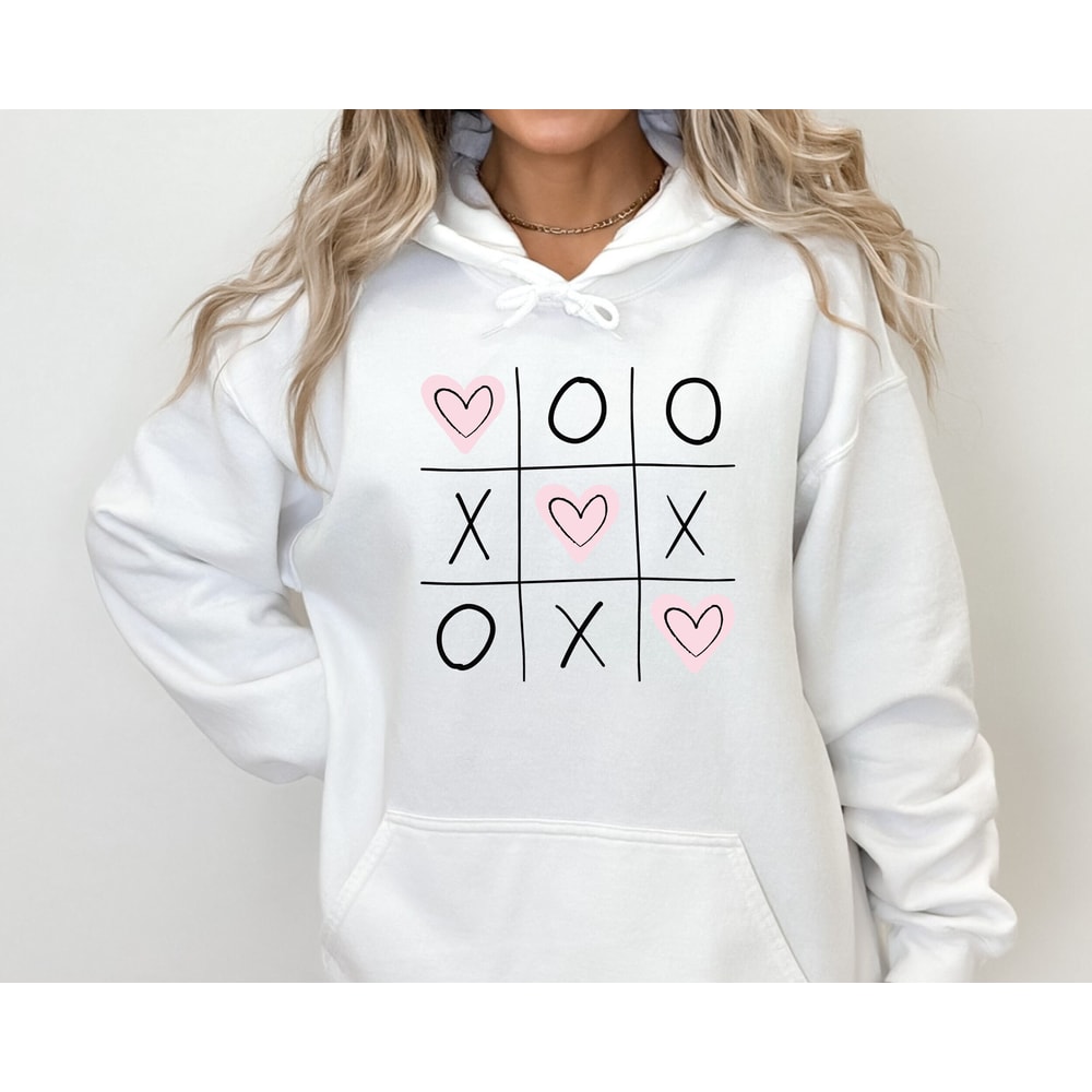 Valentine Sweatshirt, XOXO Tic Tac Toe Valentines Shirts for Women Love Heart Cute Crewneck Pullover Women Shirt Gift For Her Wife GF UNISEX.jpg