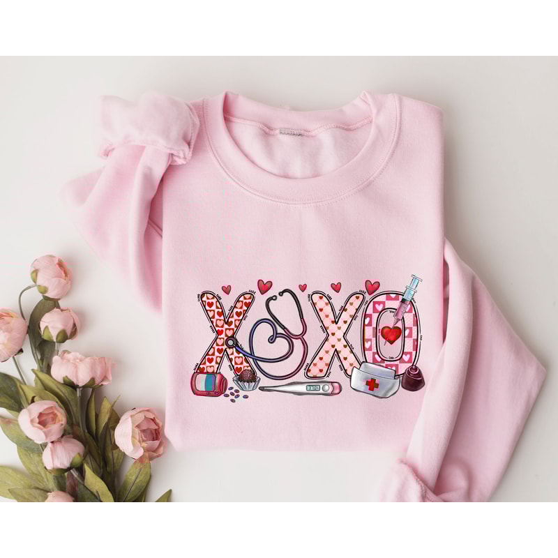 XOXO Nurse Sweatshirt, Valentines Day Shirt, Sweatshirt For Nurse, Valentines Day Gift for Nurse.jpg