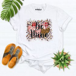 be mine valentine shirt, leopard print heart shirt, leopard be mine heart shirt, valentine day gift, love heart shirt, v