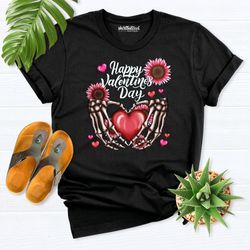 funny valentines day shirt, happy valentines day shirt, valentine skeleton hands shirt, valentine shirt, gift for valent