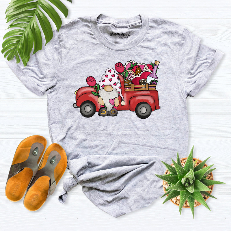 Gnome valentine Shirt, Valentines Day Shirt, Valentine Vintage Truck Shirt, Valentines Shirt, Girlfriend shirt, gnomes shirt, valentine gift.jpg