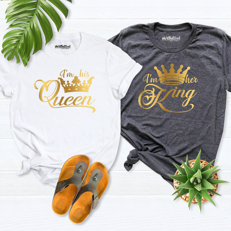 I'm Her King Shirt, I'm His Queen shirt, Wife Hubs Shirt, Matching Couple Shirt, Valentine day gift, anniversary gift, Best Couples Shirt.jpg